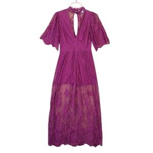 The‎ Room Dress Romper Women's Medium Lace Maxi Purple Festival Boho Feminine